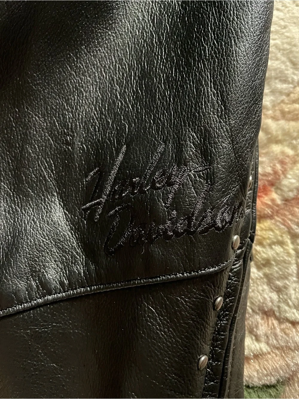 Harley-Davidson WOMEN’S Large Black Leather CHAPS w/ Studded Waistband